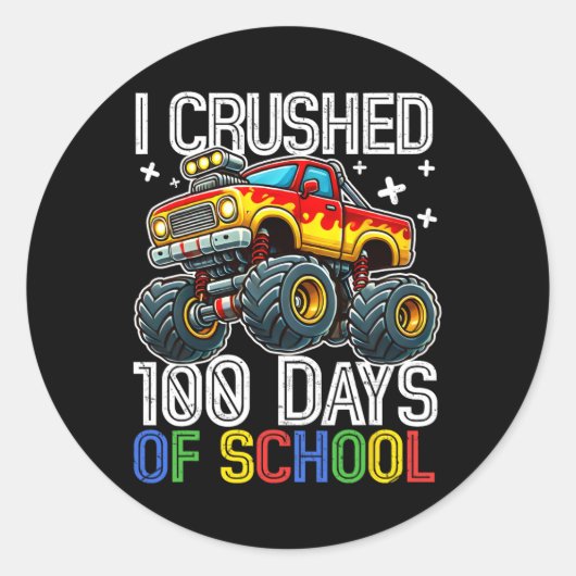 100日の学校モンスタートラック100日Scho ラウンドシール (正面)