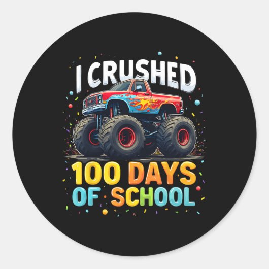 100日の学校モンスタートラック100日Scho ラウンドシール (正面)