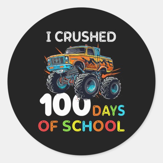 100日の学校モンスタートラック100日Scho ラウンドシール (正面)