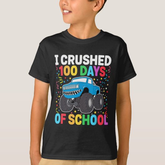 100日の学校モンスタートラック100日Scho Tシャツ (正面)