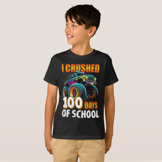 100日の学校モンスタートラック100日Scho Tシャツ (正面フル)