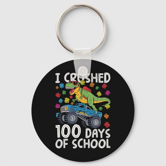 100日の学校モンスタートラックTレックス100日目 キーホルダー (正面)