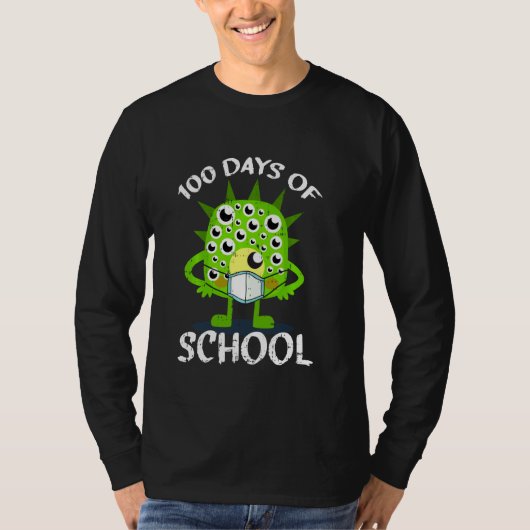 100日の学校モンスター顔マスク学生Quara Tシャツ (正面)