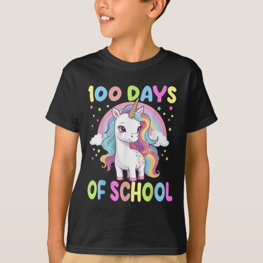 100日の学校ユニコーンレインボー先生女の子T Tシャツ (正面)