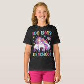 100日の学校ユニコーン女の子先生女の子 Tシャツ (正面フル)