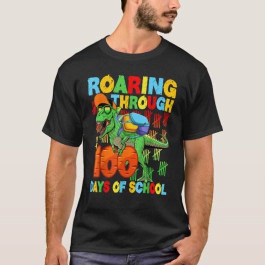 100日の学校レックス恐竜Bを轟音 Tシャツ (正面)