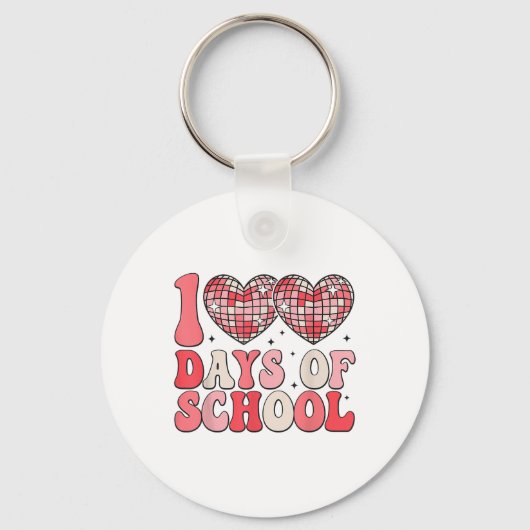 100日の学校レトロディスコハート100日目 キーホルダー (正面)