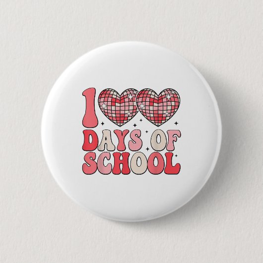 100日の学校レトロディスコハート100日目 缶バッジ (正面)