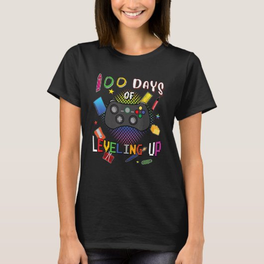100日の学校レベリングのビデオゲーマー100th D Tシャツ (正面)