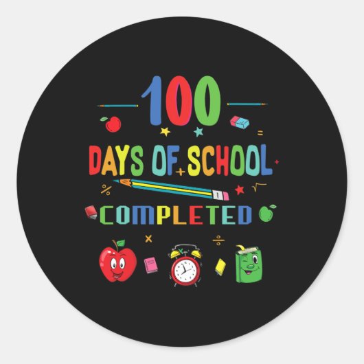 100日の学校先生と学生1 ラウンドシール (正面)