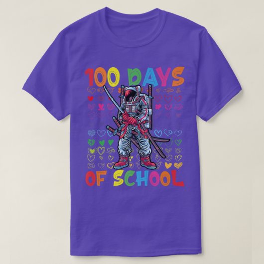 100日の学校先生の子供の侍の宇宙飛行士 Tシャツ (デザイン正面)