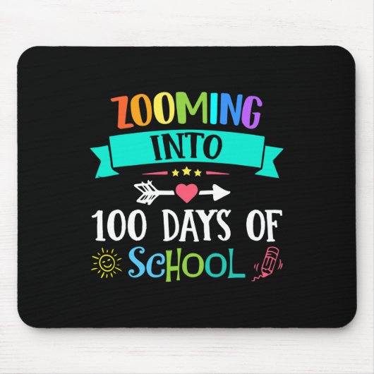 100日の学校先生キッズギフトへのズーム マウスパッド (正面)
