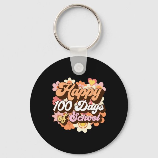 100日の学校先生キッズレトロハッピー100th キーホルダー (正面)