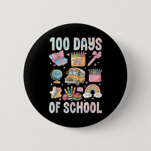 100日の学校先生キッズ100日目 缶バッジ (正面)