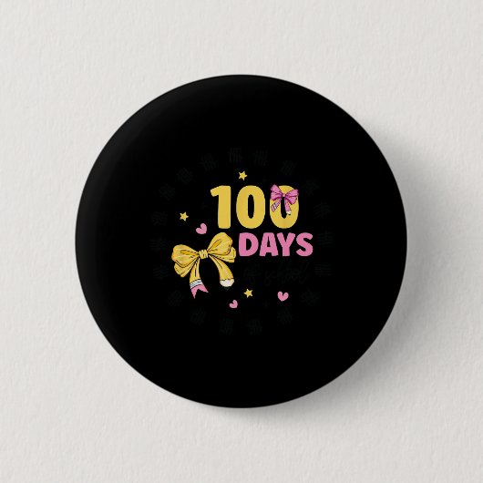 100日の学校先生コケットボウ100日目 缶バッジ (正面)