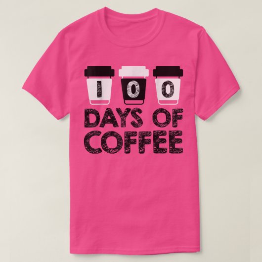 100日の学校先生コーヒーシャツ100日o tシャツ (デザイン正面)