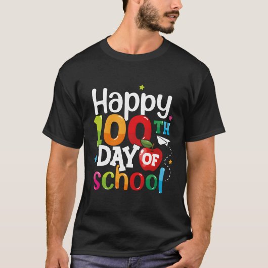 100日の学校先生ハッピー100日Sch Tシャツ (正面)