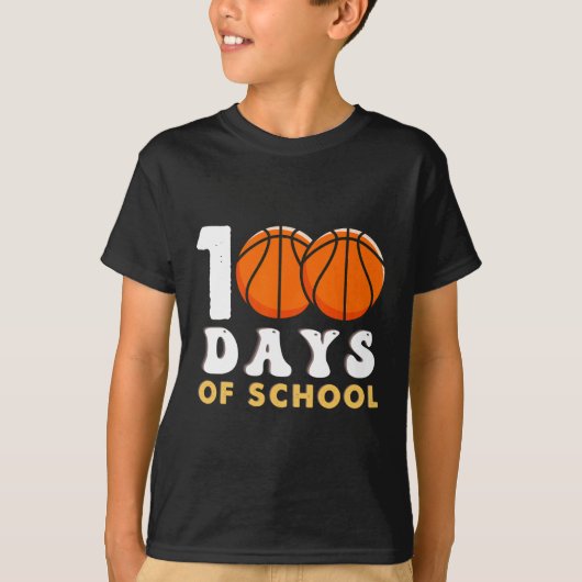 100日の学校先生バスケットボールおもしろい Tシャツ (正面)