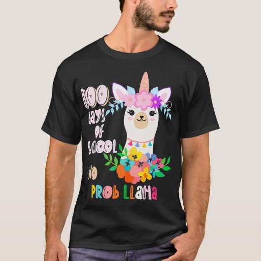 100日の学校先生ラマUnicorn女の子Wom Tシャツ (正面)