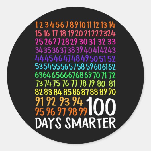 100日の学校先生子供100日数学番号 ラウンドシール (正面)