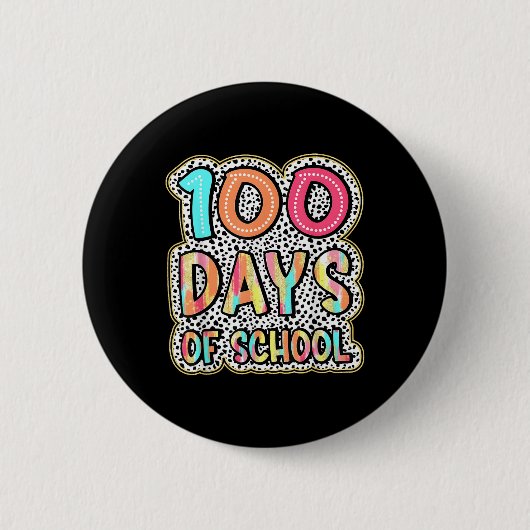 100日の学校先生子供100日目 缶バッジ (正面)