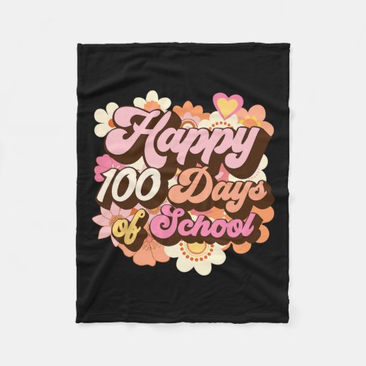 100日の学校先生子供Groovy 100th Day フリースブランケット (正面)