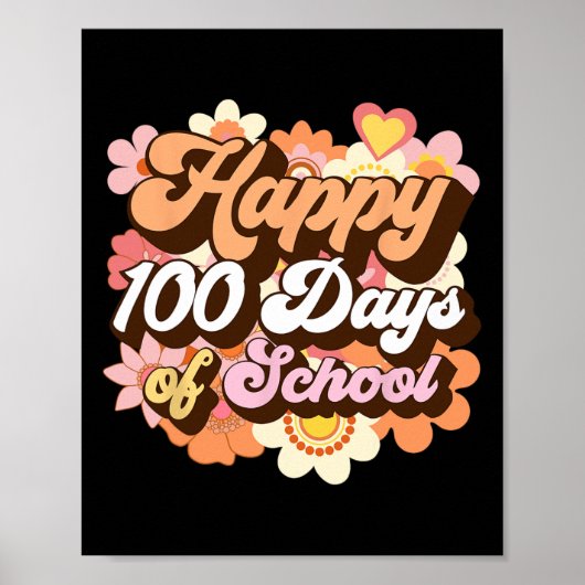 100日の学校先生子供Groovy 100th Day ポスター (正面)