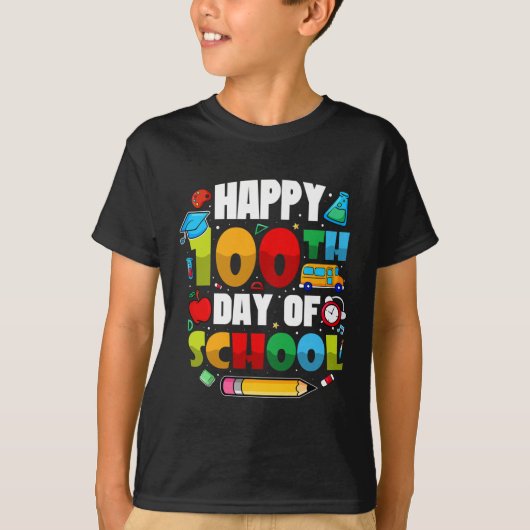 100日の学校先生2023少年と女の子 Tシャツ (正面)