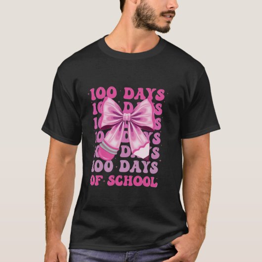 100日の学校女子コケット弓100日目 Tシャツ (正面)