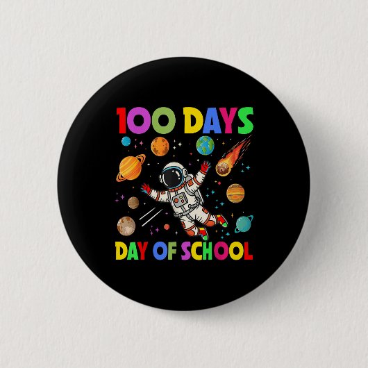 100日の学校宇宙宇宙飛行士100日目 缶バッジ (正面)