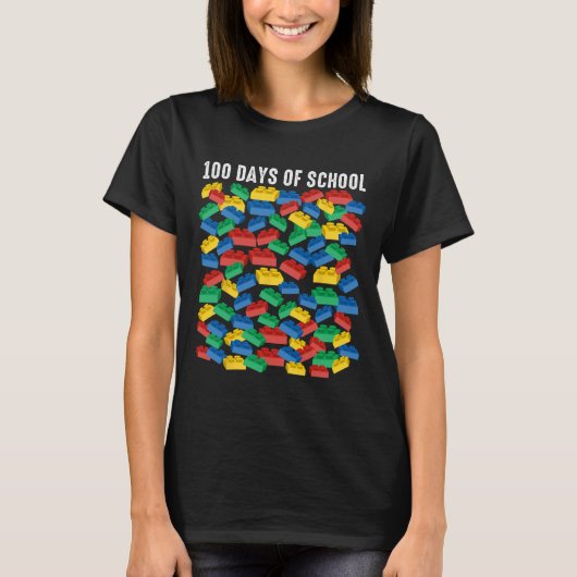 100日の学校建物ブロックMaster Builder Tシャツ (正面)