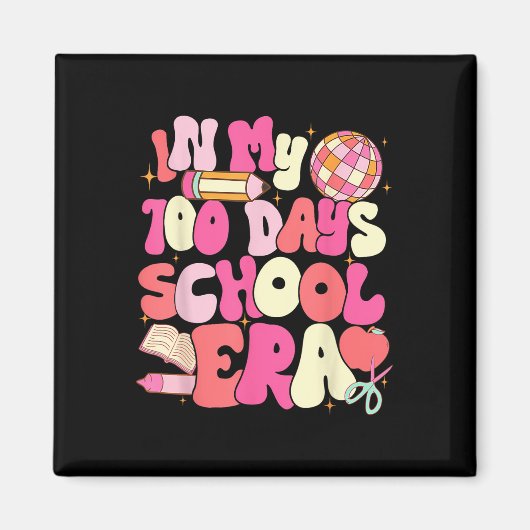 100日の学校時代の100th日のGroovyティーシュ マグネット (正面)