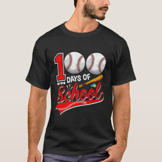 100日の学校楽しい100日目の野球ティーシュ Tシャツ