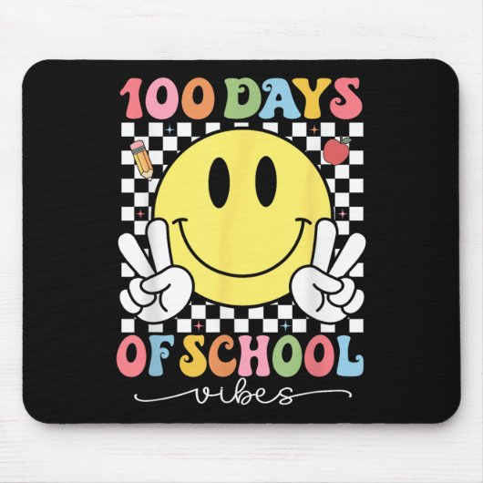100日の学校生活かわいいスマイル顔100th マウスパッド (正面)
