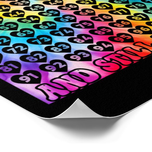 100日の学校絞り染めハート数100日 ポスター (角)