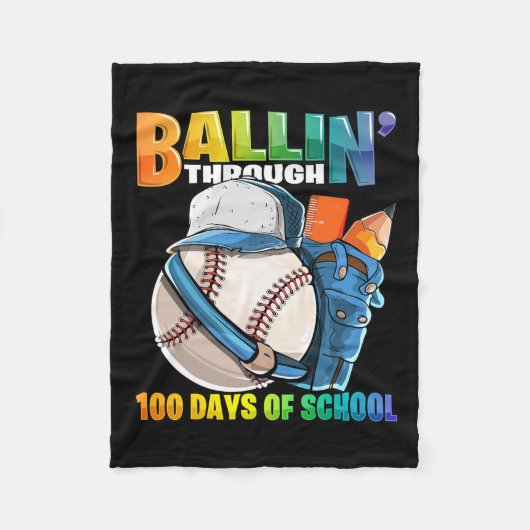 100日の学校野球幼稚園B フリースブランケット (正面)