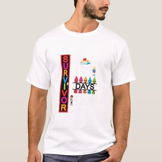 100日の学校長袖シャツ先生 Tシャツ (正面)