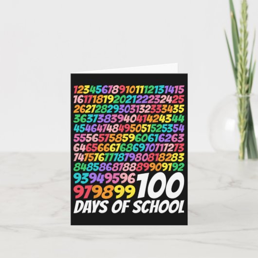 100日の学校100日かわいい数学ナンバーティー カード (正面)