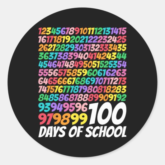 100日の学校100日かわいい数学ナンバーティー ラウンドシール (正面)