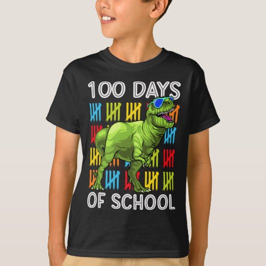 100日の学校100th日Dino Tレックス先生ボー Tシャツ (正面)
