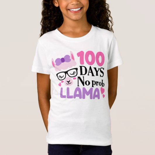 100日の学校 – No Prob Llama Tシャツ (正面)