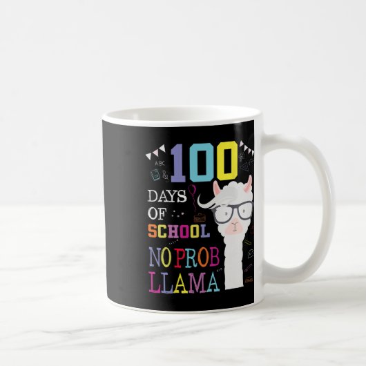 100日の学校No Problem Llama 100th Day Achi コーヒーマグカップ (右)