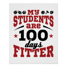 100日の学校PE先生100日フィッター ポスター