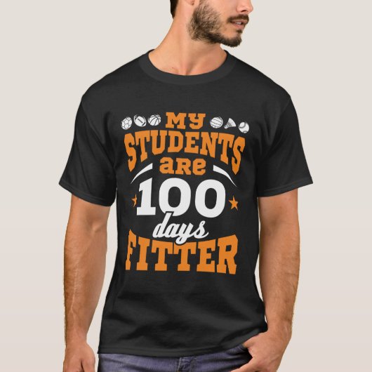 100日の学校PE先生100日フィッター Tシャツ (正面)