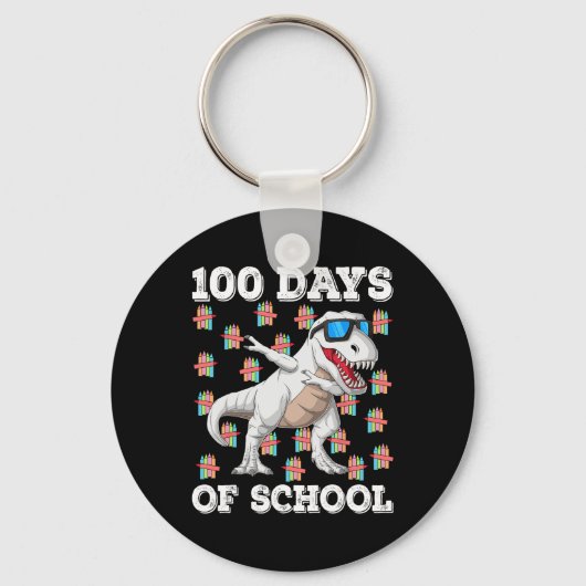 100日の学校Tレックスダビング子供たち100th D キーホルダー (正面)