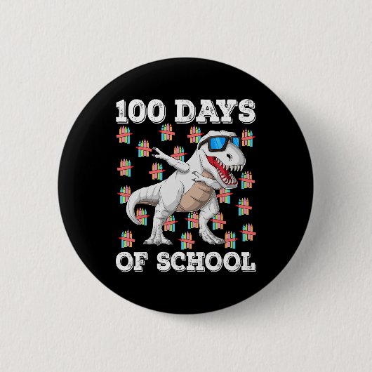 100日の学校Tレックスダビング子供たち100th D 缶バッジ (正面)