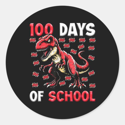 100日の学校Tレックス少年100日目 ラウンドシール (正面)