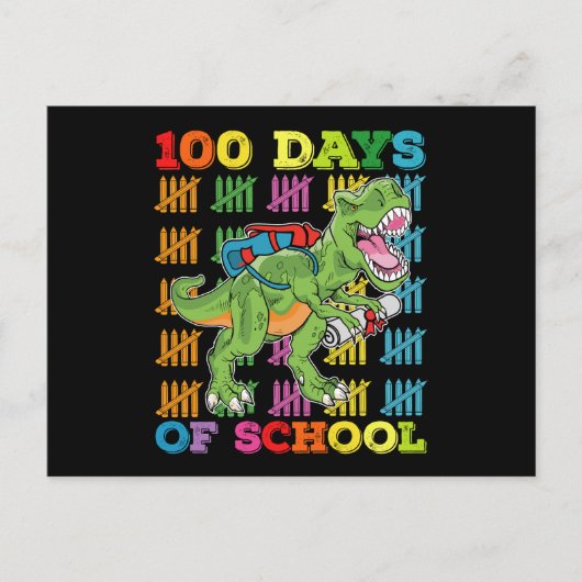100日の学校Tレックス恐竜先生学生 ポストカード (正面)