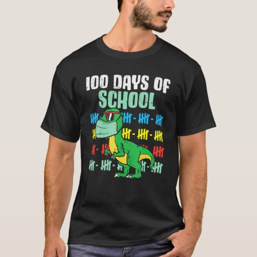 100日の学校TレックスDinoマスク検疫B Tシャツ (正面)