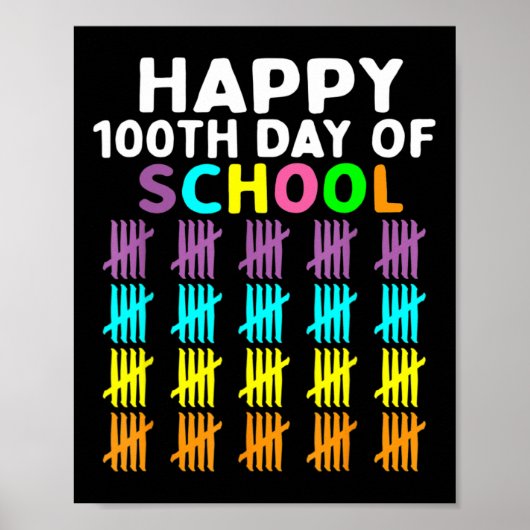 100日の学生先生男性の女性子供 ポスター (正面)